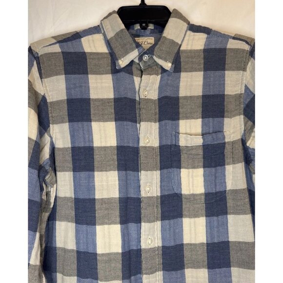 J Crew Mens Slim Blue Check Plaid Button Long Sleeve Flannel Shirt Sz S NEW - Picture 2 of 8